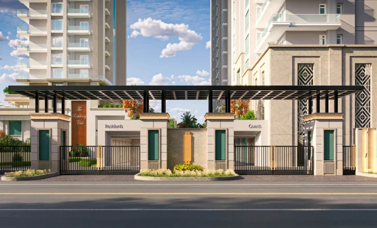 Anant Raj The Estate Residences, gated clubhouse entrance render, Sector 63A township