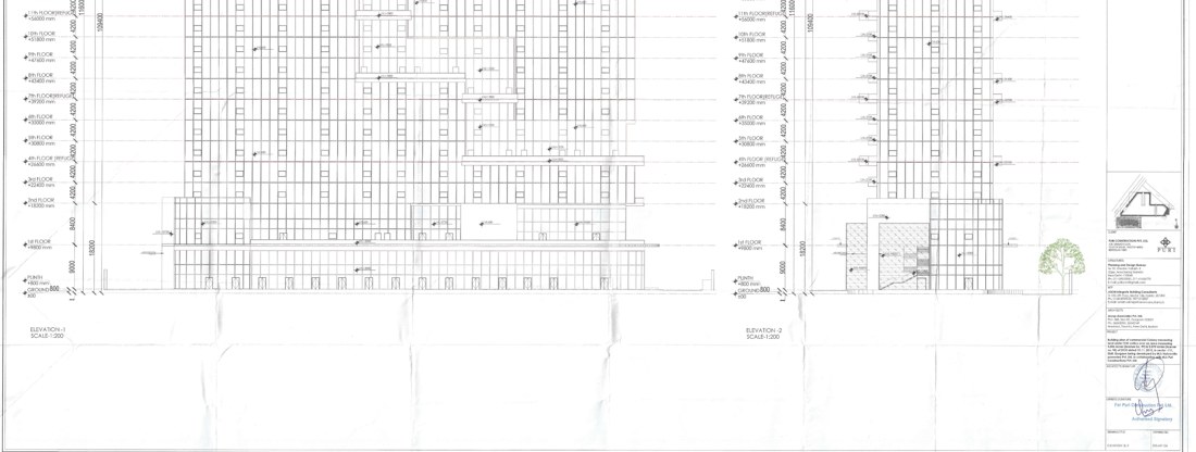 Approved architectural elevation of the Puri Aerosphere tower from the HARERA file